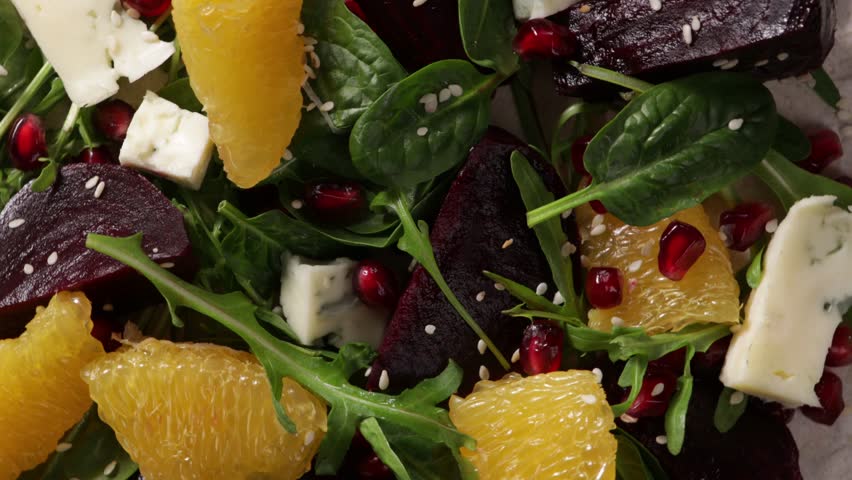 background beetroot salad with orange and cheese food rotation