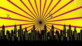 Comic Retro Style Building Pop Arts Animation. Comic City With Pop Arts Retro Animation Background. Comic City High Speed Anime Background And Color Changing, High Speed Anime Line Building Anime Styl - Powered by Shutterstock - Get 15% off with code: PIKWIZARD15