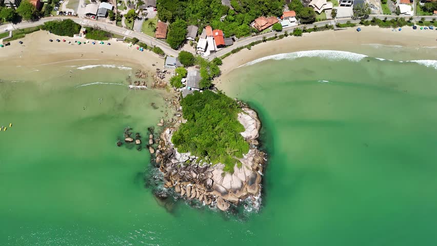 Aerial view of Conceição Beach and Canto Grande Mar de Fora Beach - Bombinhas, Santa Catarina, Brazil
