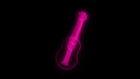Neon guitar sign. String musical instruments. Music concept. Music Band Glowing Icon. Guitar animation on black color background. Video motion graphic animation.	 - Powered by Shutterstock - Get 15% off with code: PIKWIZARD15