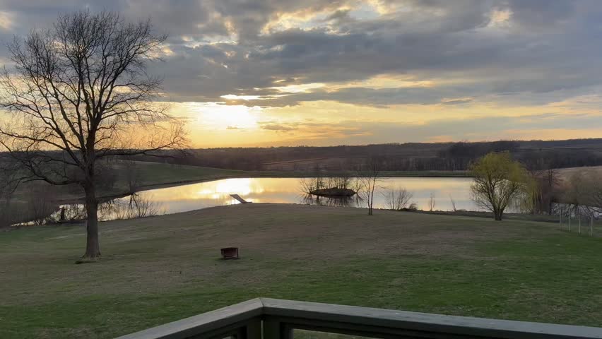 Beautiful Sunset over a pond in Missouri 