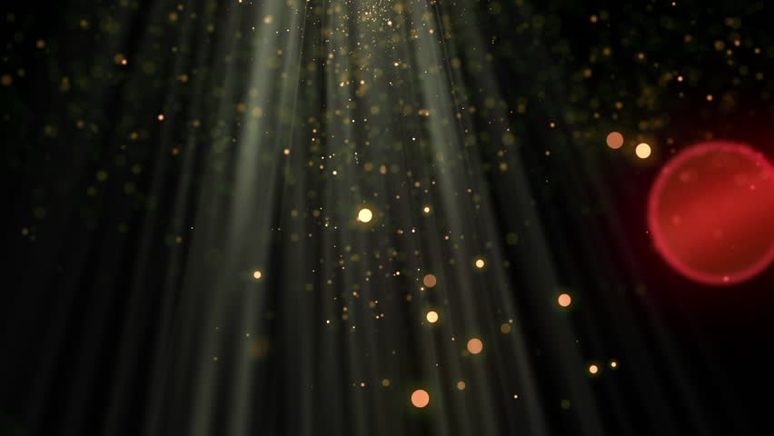 animation Abstract festive motion background shining gold bokeh. Shimmering sparkling glitters particles flare light. awards ceremony, nightclub, fashion show or other festive events.