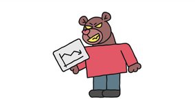 Bear holds digital tablet with business chart and smiles. Alpha channel. Looped animation - Powered by Shutterstock - Get 15% off with code: PIKWIZARD15