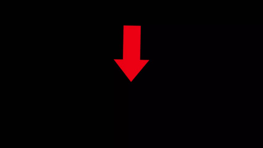 abstract directional arrow icon or swipe down arrow signal animation 4k. Red Download Arrow Down Flat Icon On black Background. download icon sign. down arrows icon.