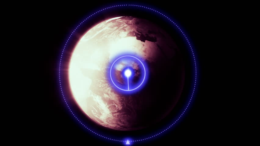 HUD target on the planet Earth, Heads Up Display motion graphic with the Planet
