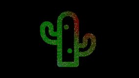Icon cactus is made up of LED square shapes that shimmer and flicker. There are black dead diodes. In-Out looped. Alpha BW at the end - Powered by Shutterstock - Get 15% off with code: PIKWIZARD15