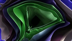 Smooth, undulating waves in vibrant hues of blue, green, and purple converge and intertwine, forming a captivating abstract composition with a dark central void. 3D Illustration - Powered by Shutterstock - Get 15% off with code: PIKWIZARD15