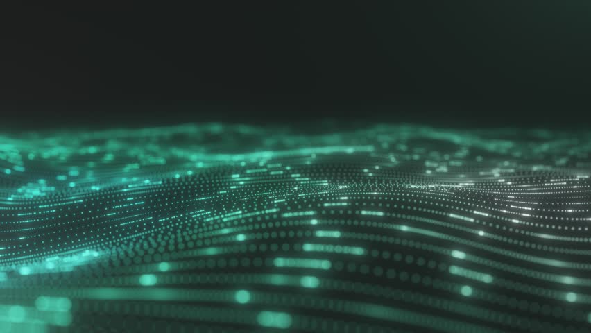 Glowing Teal Digital Particle Wave Animation