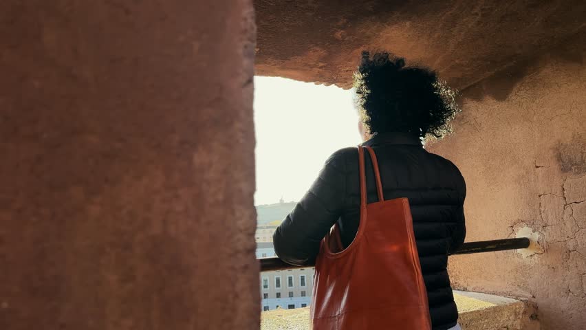 Silhouette of a woman overlooking St. Peter