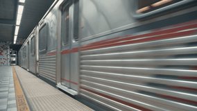 Train leaving metro station. American subway in California. Moving train underground. Departing from metro Hollywood Western station. Moving subway in Los Angeles. Traveling by subway. Slow motion - Powered by Shutterstock - Get 15% off with code: PIKWIZARD15