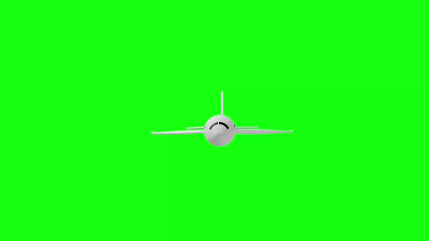 3D Airplane Rotating on Green Screen Background, Representing Motion, Aviation, and Dynamic Travel Concepts animation