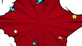 Comic panel anime fight scene animation footage, featuring halftone action lines, bright colors, and bursts of dramatic energy. Perfect for manga covers, comic panels or animation projects - Powered by Shutterstock - Get 15% off with code: PIKWIZARD15