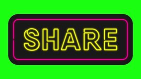 Share bling neon vector animated illustration for party events, 4K green screen video clip, perfect for vibrant celebrations, social media, and event promotions. - Powered by Shutterstock - Get 15% off with code: PIKWIZARD15