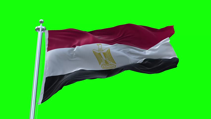 National Flag of Egypt Animation - Egypt Flag Waving in Loop and Textured 3d Rendered on a green screen background, Loopable 4K