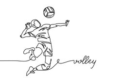 Volleyball man player animated illustration, background, banner. One continuous self drawing line animation, footage of volleyball player - Powered by Shutterstock - Get 15% off with code: PIKWIZARD15