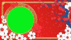 Chinese new year overlay animation, with chroma key copy space. Chinese lunar new year animation background with round green screen on the left side. Chinese new year 2025, year of snake. - Powered by Shutterstock - Get 15% off with code: PIKWIZARD15