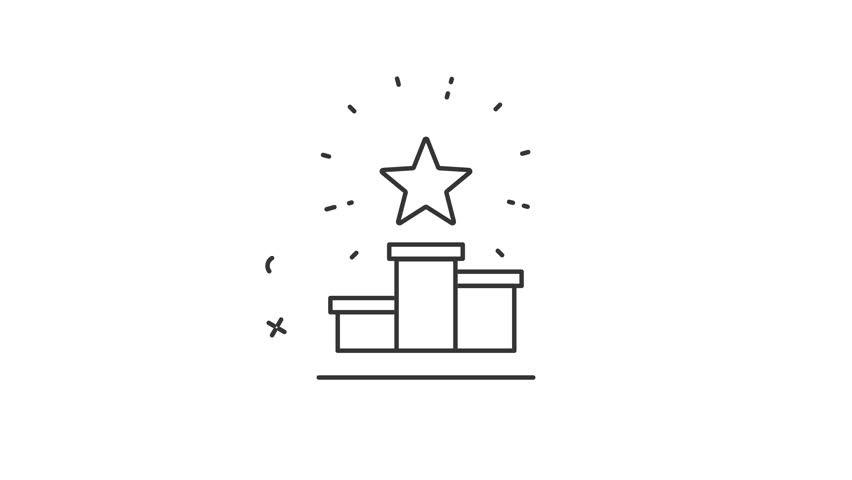 Outline success winner icon animation motion graphic, golden star for winner champion animation motion graphic, looped alpha channel video