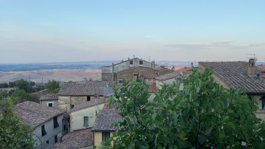 swallows in ladscape tuscany in the sunset

