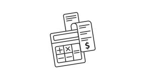 outline calculator icon animation motion graphic video, bill and calculator animated icon for business template background element, loading animation - Powered by Shutterstock - Get 15% off with code: PIKWIZARD15