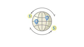Flat global business icon animation motion graphic video, globe money pin location flat icon for business animation,  looped alpha channel - Powered by Shutterstock - Get 15% off with code: PIKWIZARD15
