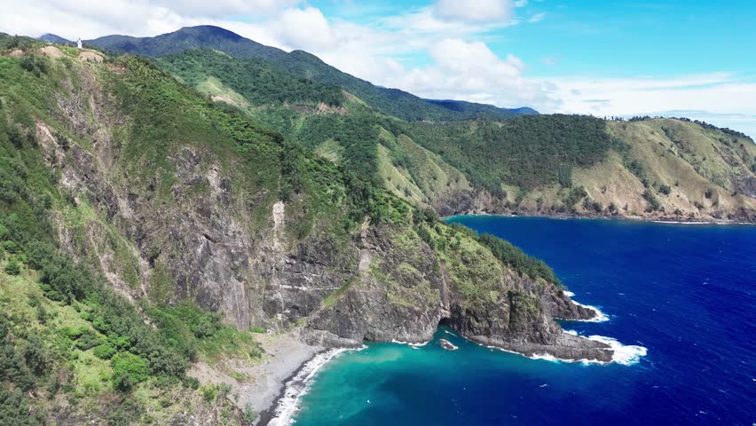 Drone view of colorful Dingalan coast, Philippines