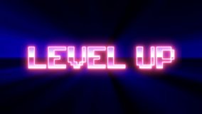 Retro-futuristic laser beam sculpts Level Up text in pixelated neon font, filled with gleaming chrome gradients. Captures 1980s arcade aesthetic with modern motion design flair. - Powered by Shutterstock - Get 15% off with code: PIKWIZARD15
