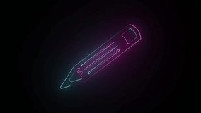 Abstract neon line Pen icon isolated on black background 4K animation. - Powered by Shutterstock - Get 15% off with code: PIKWIZARD15