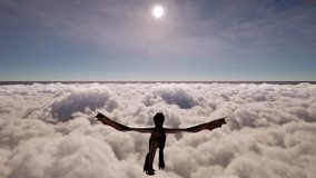 Dragon flying on day time with white puffy clouds moving and bright sun 3D animation - Powered by Shutterstock - Get 15% off with code: PIKWIZARD15