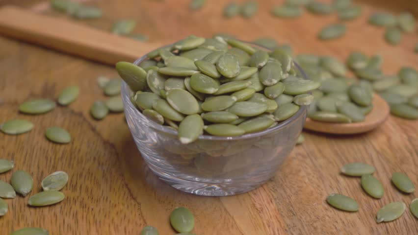Rotating Shot of Pumpkin Seeds