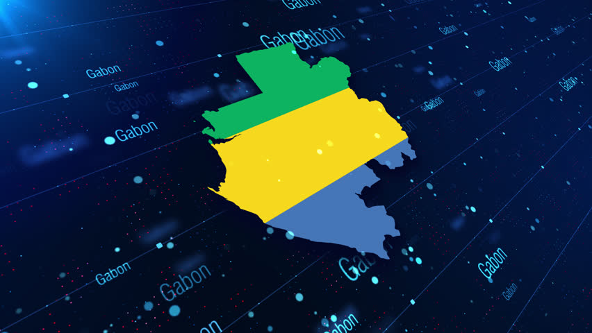 Gabon Country Map Displaying On A Modern Dark Background. Map Of Gabon