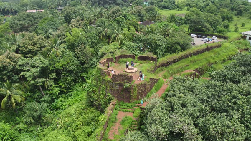 4k drone south goa landscape, Reis Magos Fort