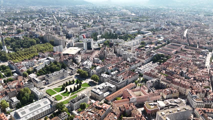 Drone footage of Grenoble, France