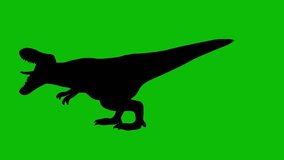 Silhouette of a tyrannosaurus rex (T-Rex) dinosaur roaring on green screen, side view. Animal silhouettes, seamless loop 3D animation. You can easily remove the green screen using any video editor. - Powered by Shutterstock - Get 15% off with code: PIKWIZARD15