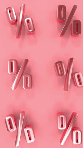 percent symbols moving in a loop on a pink background - 3D rendering - infinite loop
