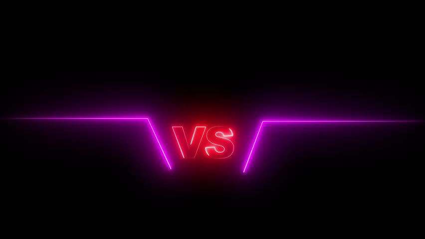 VS versus bars icons . Pink and red color neon animated versus vs bars neon multiplayer co op team with smokey on black background. VS versus bars neon animation on background.