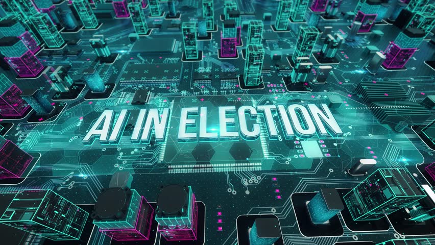 AI In Election- with digital technology hitech concept. 3D Illustration