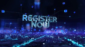 Register Now- businessman working with virtual reality at office. - Powered by Shutterstock - Get 15% off with code: PIKWIZARD15