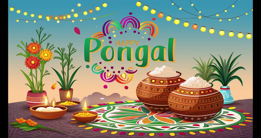 Indian Traditional and Cultural, Happy PONGAL with animation