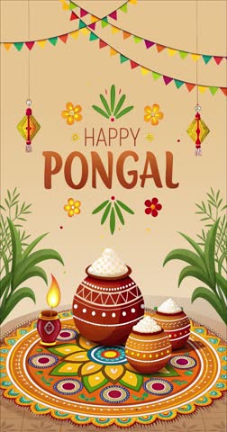 Indian Traditional and Cultural, Happy PONGAL with animation