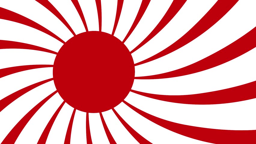 japan imperial flag animation. Japanese army flag motion. nippon war flag animated 4k