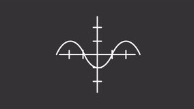 Animated cosine function graph white icon. Wave shaped diagram appearance line animation. Trigonometry study. Isolated illustration on dark background. Transition alpha video. Motion graphic - Powered by Shutterstock - Get 15% off with code: PIKWIZARD15