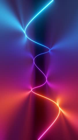 abstract neon background with spinning wavy line, looping 3d vertical video
