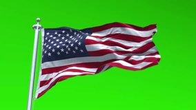 National Flag of United States of America Animation - American Flag Waving in Loop and Textured 3d Rendered on a green screen background, Loopable 4K stock video - Powered by Shutterstock - Get 15% off with code: PIKWIZARD15