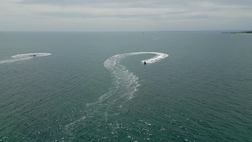Action footage of people riding Jetski in Half Moon Bay. 