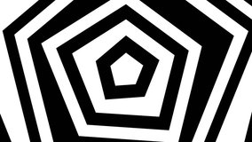 pentagon blinking zoom monochrome BW psychedelic rotation optical illusion. Abstract hypnotic animated background. Spiral geometric looping monochrome wallpaper. dynamic mathematical equation formula. - Powered by Shutterstock - Get 15% off with code: PIKWIZARD15