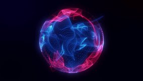 Glowing and rotating particle energy sphere sphere in the space.Abstract technology, science and futuristic. Abstract ball animation with red and blue parts.   - Powered by Shutterstock - Get 15% off with code: PIKWIZARD15