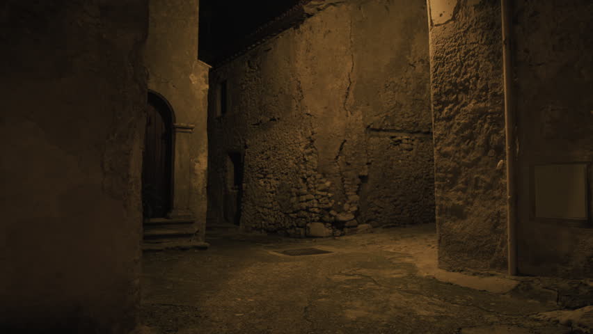 Medieval Pilgrim Running In The Night 