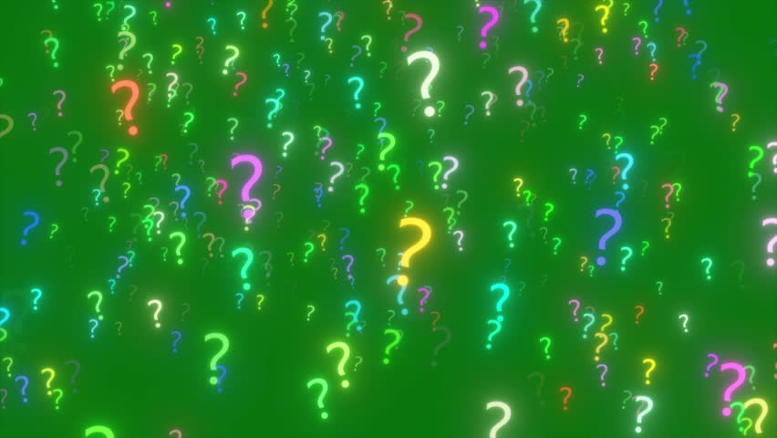 Question Mark Moving On Green Screen Camera Moving Forward Into Question Mark