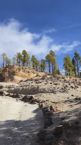 The stunning geological formations of Paisaje Lunar, also known as the “Lunar Landscape,” located in Tenerife, Canary Islands. Unique natural structures are sculpted by volcanic ash erosion 