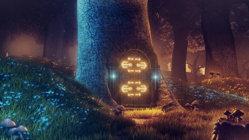 The Mystical Door Gateway in the Enchanted Forest - Seamless Loop - Fantasy Nature Landscape - Powered by Shutterstock - Get 15% off with code: PIKWIZARD15